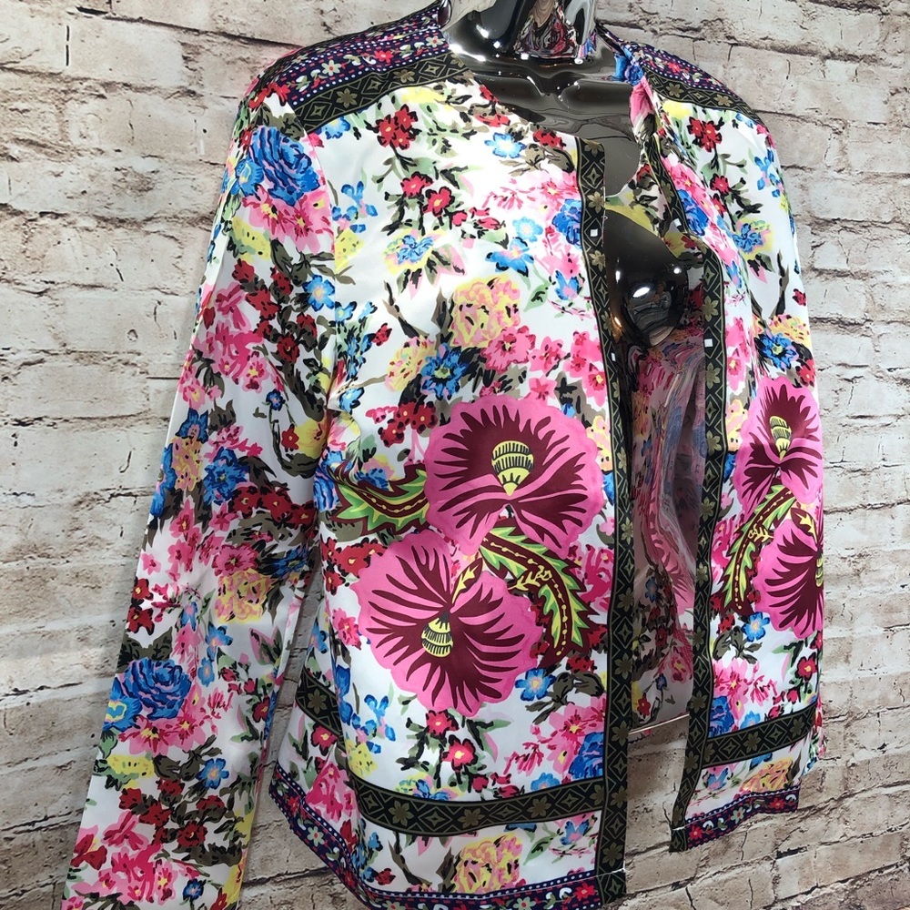 Boutique floral contrasting trim open cardigan xl‎ - Picture 4 of 5